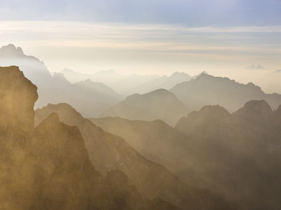 Early Evening Over The Julian Alps From The Mangart Pass, Goriska, Slovenia, Europe by Lizzie Shepherd Pricing Limited Edition Print image