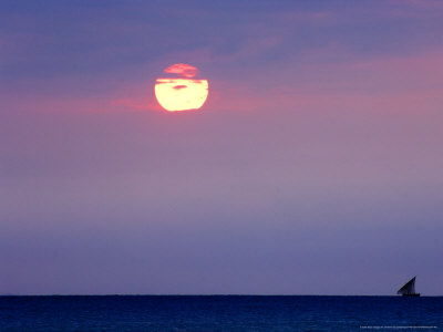 Dhow At Sunset In The Indian Ocean, Zanzibar by Ariadne Van Zandbergen Pricing Limited Edition Print image