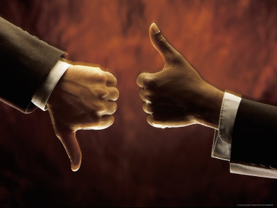 Businessmen With Thumbs Up And Thumbs Down by Matthew Borkoski Pricing Limited Edition Print image