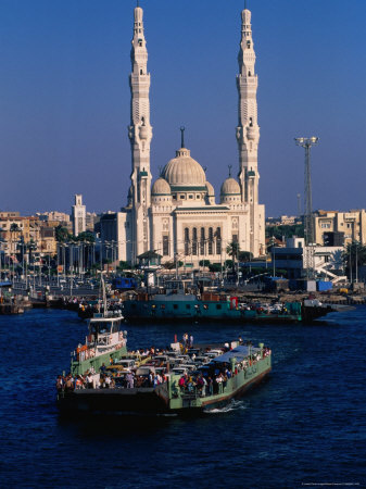 Mosque In Port Said And Harbour, Port Said, Egypt by Mason Florence Pricing Limited Edition Print image