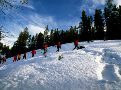 Group Climbing Ridge Of Maligne, Jasper, Canada by Lee Foster Pricing Limited Edition Print image
