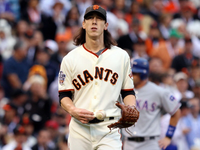 Texas Rangers V San Francisco Giants, Game 1: Tim Lincecum by Jacobsohn Jed Pricing Limited Edition Print image