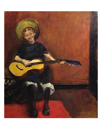 Girl With Guitar, 1888 (Oil On Canvas) by Christian Krohg Pricing Limited Edition Print image