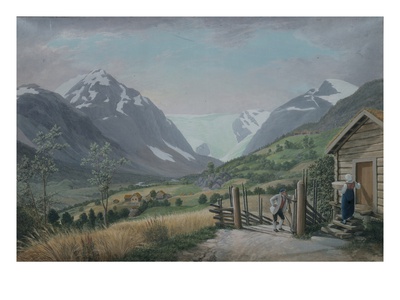 Boeyum Glacier, Krondalen, 1822 (W/C On Paper) by Johannes Flintoe Pricing Limited Edition Print image