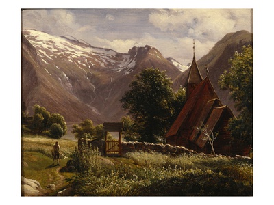 Tjugum Church, Balestrand, 1839 (Oil On Canvas) by Thomas Fearnley Pricing Limited Edition Print image