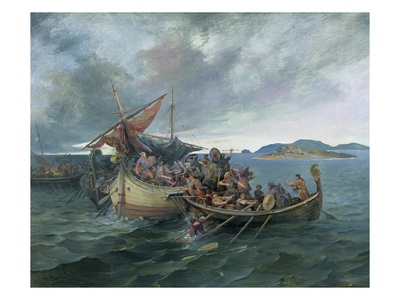 The Battle Of Svolder (Oil On Canvas) by Nils Bergslien Pricing Limited Edition Print image