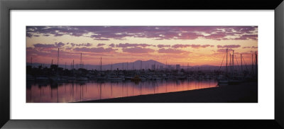 Boats Moored At A Harbor, Newport Beach Harbor, Newport Beach, Saddleback Peak, California, Usa by Panoramic Images Pricing Limited Edition Print image