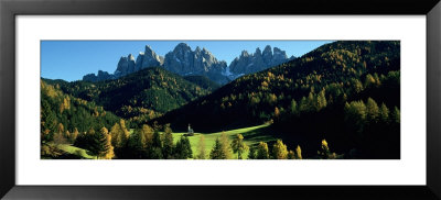 Trees On A Landscape, Dolomites, Funes Valley, Le Odle, Santa Maddalena, Tyrol, Italy by Panoramic Images Pricing Limited Edition Print image