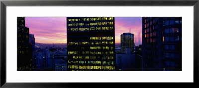 Buildings Lit Up At Dusk, Vancouver, British Columbia, Canada by Panoramic Images Pricing Limited Edition Print image