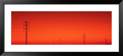 Silhouette Of Electricity Pylons, Sacramento County, California, Usa by Panoramic Images Pricing Limited Edition Print image