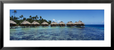 Beach Huts On Water, Bora Bora, French Polynesia by Panoramic Images Pricing Limited Edition Print image