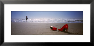 Woman And High Heels On Beach, California, Usa by Panoramic Images Pricing Limited Edition Print image