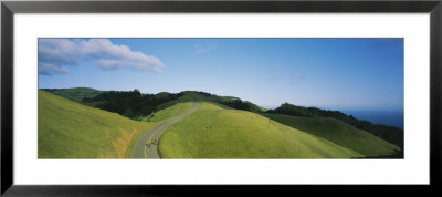 High Angle View Of Two People Cycling On The Road, Marin County, California, Usa by Panoramic Images Pricing Limited Edition Print image
