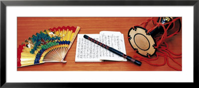 Japanese Hand Drum Fan And Flute by Panoramic Images Pricing Limited Edition Print image