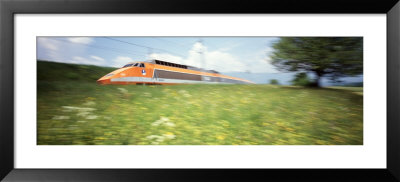 Tgv High-Speed Train Moving Through Hills, Blurred Motion by Panoramic Images Pricing Limited Edition Print image
