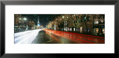 Motion Of Cars Along Michigan Avenue Illuminated With Christmas Lights, Chicago, Illinois, Usa by Panoramic Images Pricing Limited Edition Print image