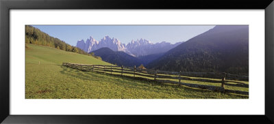 View Of A Wooden Farm Fence, South Tyrol Region, Le Odle Mountains, Italy by Panoramic Images Pricing Limited Edition Print image