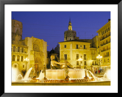 Plaza De La Virgen (Virgin Square) At Dusk, Old Area Of City, Valencia, Spain by Marco Simoni Pricing Limited Edition Print image