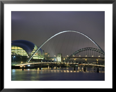 The Sage And The Tyne And Millennium Bridges At Night, Tyne And Wear, Uk by Jean Brooks Pricing Limited Edition Print image