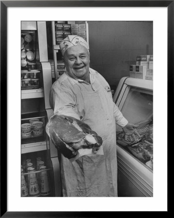 Grocer E.G. Guthart Displaying One Of His Steaks by Francis Miller Pricing Limited Edition Print image