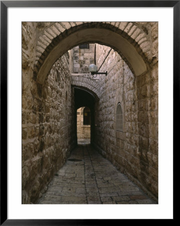 Arch Of Jerusalem Stone And Narrow Lane, Israel by Jerry Ginsberg Pricing Limited Edition Print image