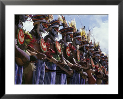 Highlands Warrior Marching Performance At Sing Sing Festival, Papua New Guinea by Keren Su Pricing Limited Edition Print image