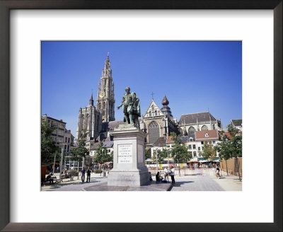 Statue Of Rubens, Cathedral, And Groen Plaats, Antwerp, Belgium by Richard Ashworth Pricing Limited Edition Print image