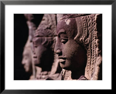 Detail Of Head Carving Of Seated Apsaras, Or Heavenly Nymph, Angkor, Siem Reap, Cambodia by Tom Cockrem Pricing Limited Edition Print image