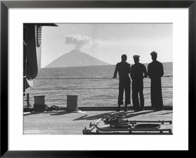 Sailors Watching Smoke Coming Out Of The Top Of Mt. Stromboli by Tony Linck Pricing Limited Edition Print image