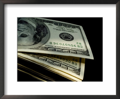 Close View Of A Stack Of One Hundred Dollar Bills by Todd Gipstein Pricing Limited Edition Print image