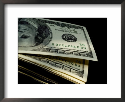 Close View Of A Stack Of One Hundred Dollar Bills by Todd Gipstein Pricing Limited Edition Print image