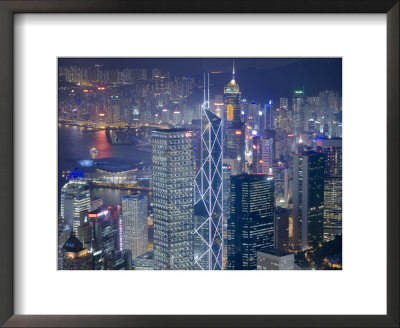The Towers Of Central To Hong Kong Harbour  From Victoria Peak At Dusk, Hong Kong, China by Greg Elms Pricing Limited Edition Print image
