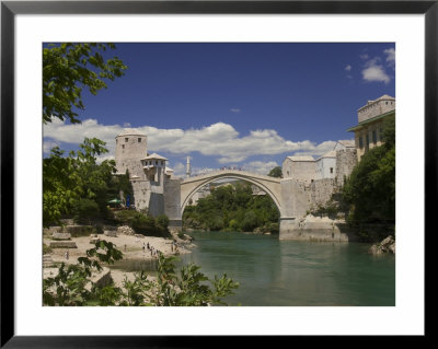The New Old Bridge Over The Fast Flowing River Neretva, Mostar, Bosnia, Bosnia-Hertzegovina by Graham Lawrence Pricing Limited Edition Print image