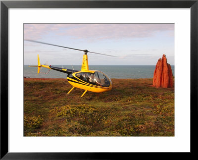 Helicopter About To Take Off With Termite Mound At Right, North Of Cooktown, Australia by Michael Gebicki Pricing Limited Edition Print image