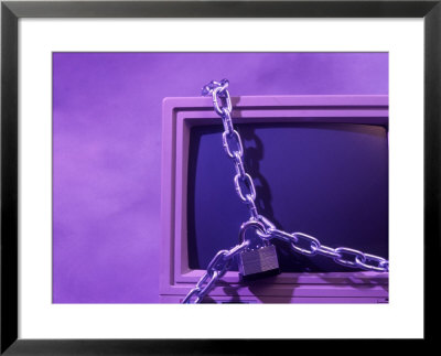 Padlock And Chain On Computer by David Wasserman Pricing Limited Edition Print image