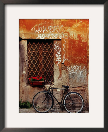 Bicycle Against Wall At Trastavere, Rome, Lazio, Italy by Izzet Keribar Pricing Limited Edition Print image