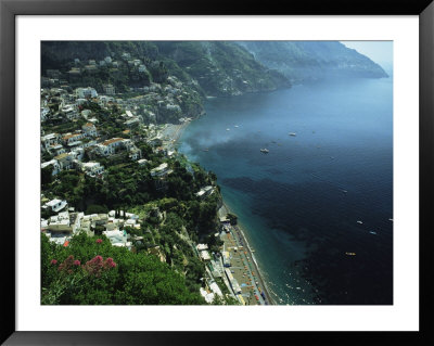 An Aerial View Of Hillside Villages On The Water At Positano by Ed George Pricing Limited Edition Print image