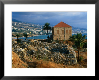 Old Ruin And New Building On Coastline, Byblos, Jabal Lubnan, Lebanon by Jane Sweeney Pricing Limited Edition Print image