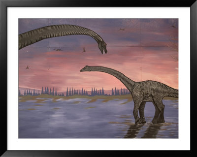 Town Dinosaur Mural, Drumheller, Alberta, Canada by Walter Bibikow Pricing Limited Edition Print image