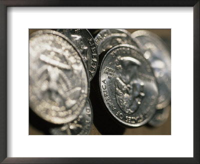 Stacks Of Quarters Stand Askew In The Sunlight by Stephen Alvarez Pricing Limited Edition Print image