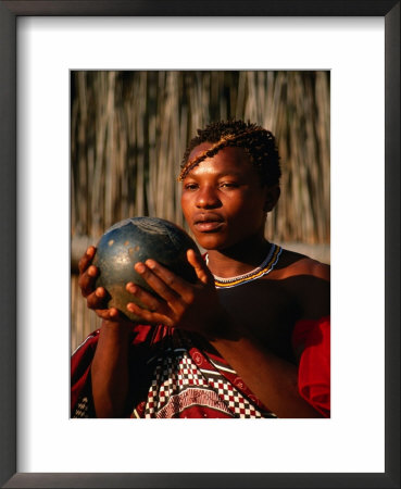 Boy Drinking Porridge From Clay Bowl, Mantenga Village, Swaziland by Ariadne Van Zandbergen Pricing Limited Edition Print image