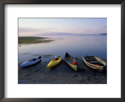 Boats On The Shore Of Webb Lake Near Mt. Blue State Park, Northern Forest, Maine, Usa by Jerry & Marcy Monkman Pricing Limited Edition Print image