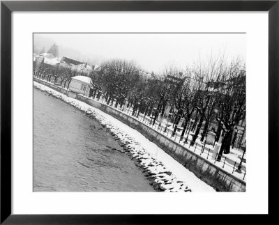 Bank Of The River Salzach In Winter, Salzburg, Austria by Walter Bibikow Pricing Limited Edition Print image