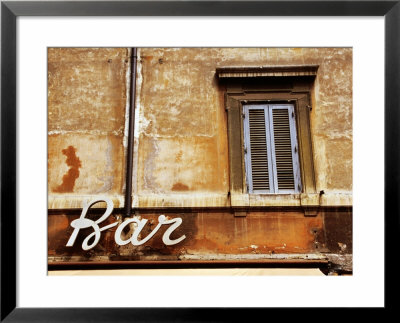 Bar Sign On Old Building Facade, Rome, Italy by Johnson Dennis Pricing Limited Edition Print image