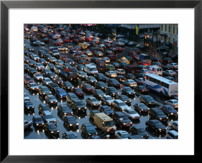 Overhead Of Traffic During Evening Rush Hour, Garden Ring, Moscow, Russia by Jonathan Smith Pricing Limited Edition Print image