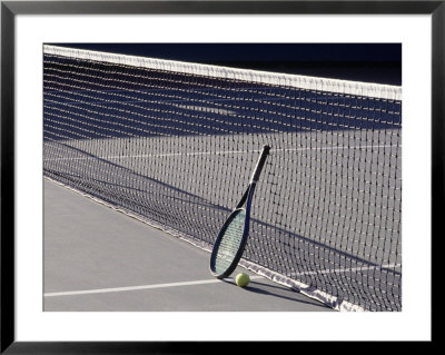 Tennis Racquet Against Net With Ball by Mitch Diamond Pricing Limited Edition Print image