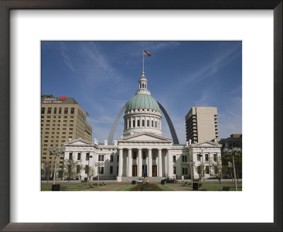 View Of The Old Courthouse With The Arch Rising In The Background by Paul Damien Pricing Limited Edition Print image