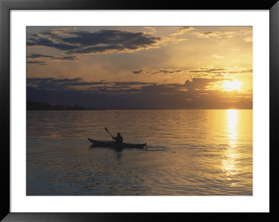 Kayaker In Strait Of Georgia At Sunset, Bc, Can by Troy & Mary Parlee Pricing Limited Edition Print image