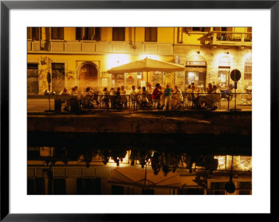 Restaurant Along Canal Naviglio Grande, Milan, Italy by Martin Moos Pricing Limited Edition Print image