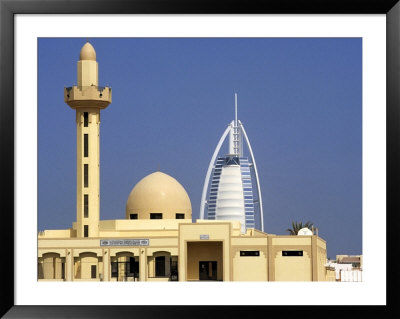 Mosque Beside Burj Al Arab Hotel, Dubai, United Arab Emirates by Holger Leue Pricing Limited Edition Print image